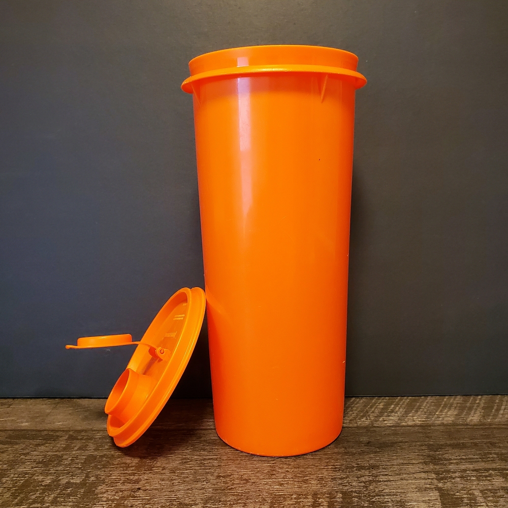 Tupperware Vintage Orange Food Storage Container Canister With Spout #262-4